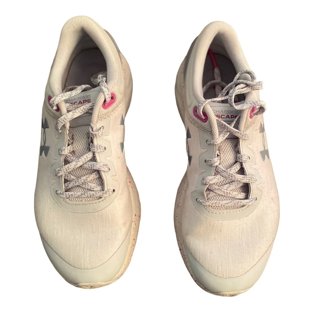 Girl White & Pink Tennis Shoes Size 6 in Excellent Used Shoes